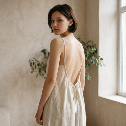 Dames effen cami-jurk met blote rug