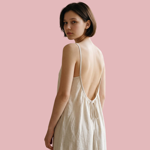 Dames effen cami-jurk met blote rug